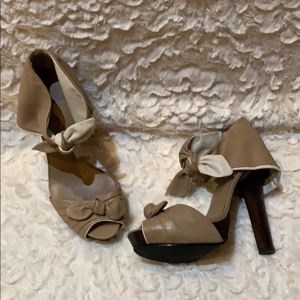 L.A.M.B leather wrap around heels